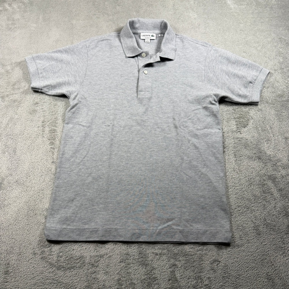 Lacoste Pique Polo Shirt Mens XS Gray Classic Fit‎ Short Sleeve Preppy